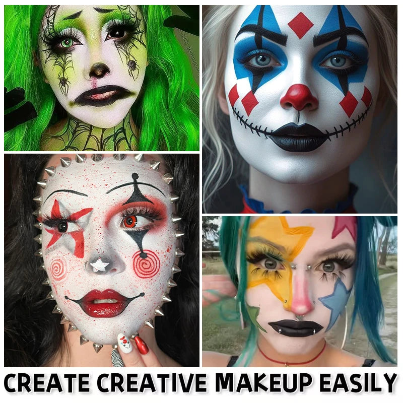 VERONNI 4-Color Face & Body Paint Kit with Brush & Stencils Face & Body Paint QXL