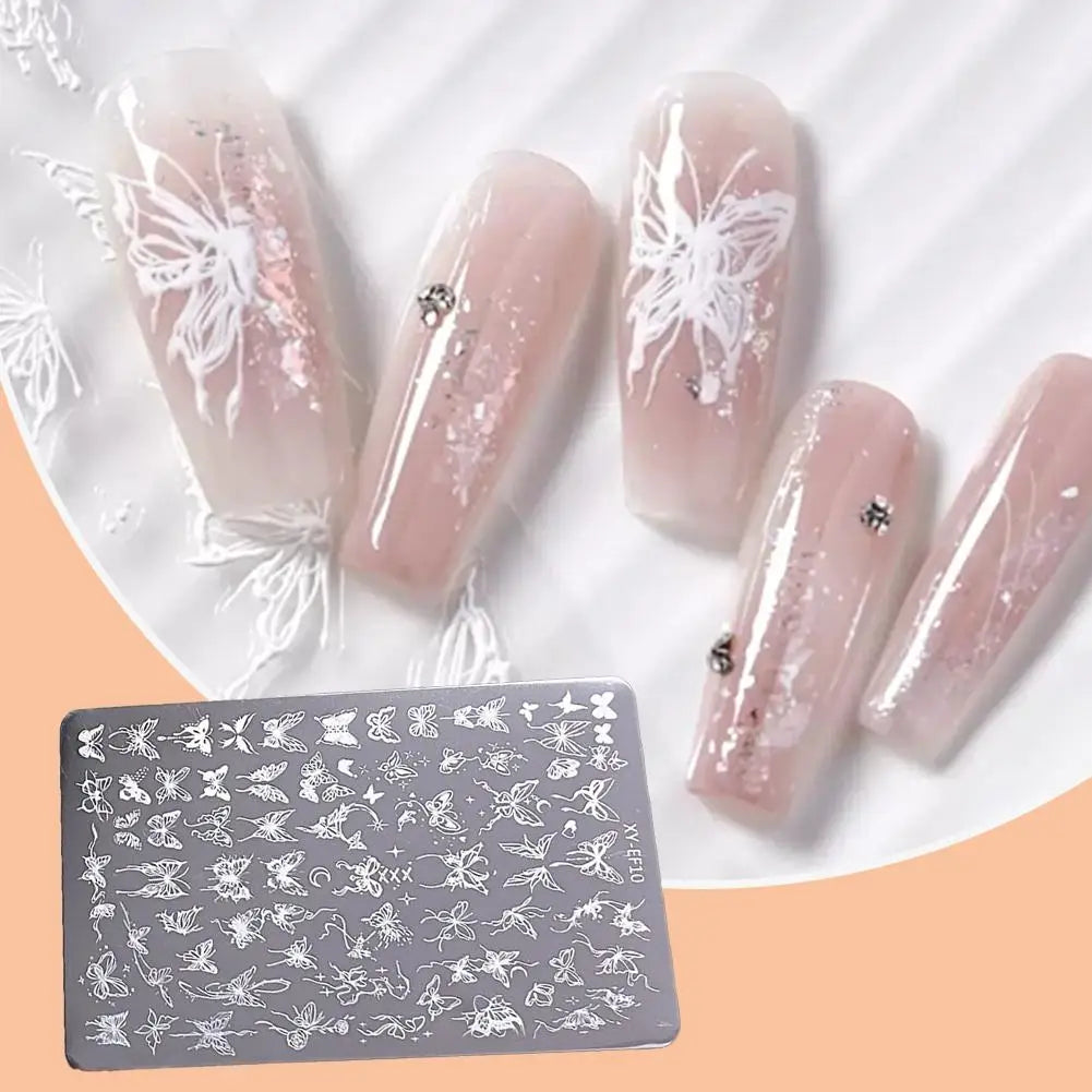 3D Lace Bow Nail Stamping Plate | Elegant Manicure Template Nail Stamping Plate QXL