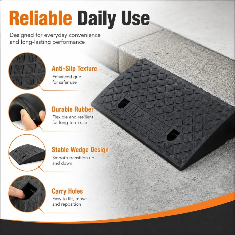Non-Slip Rubber Threshold Ramp 3–10cm | Curb & Driveway Ramp Threshold Curb Ramp QXL