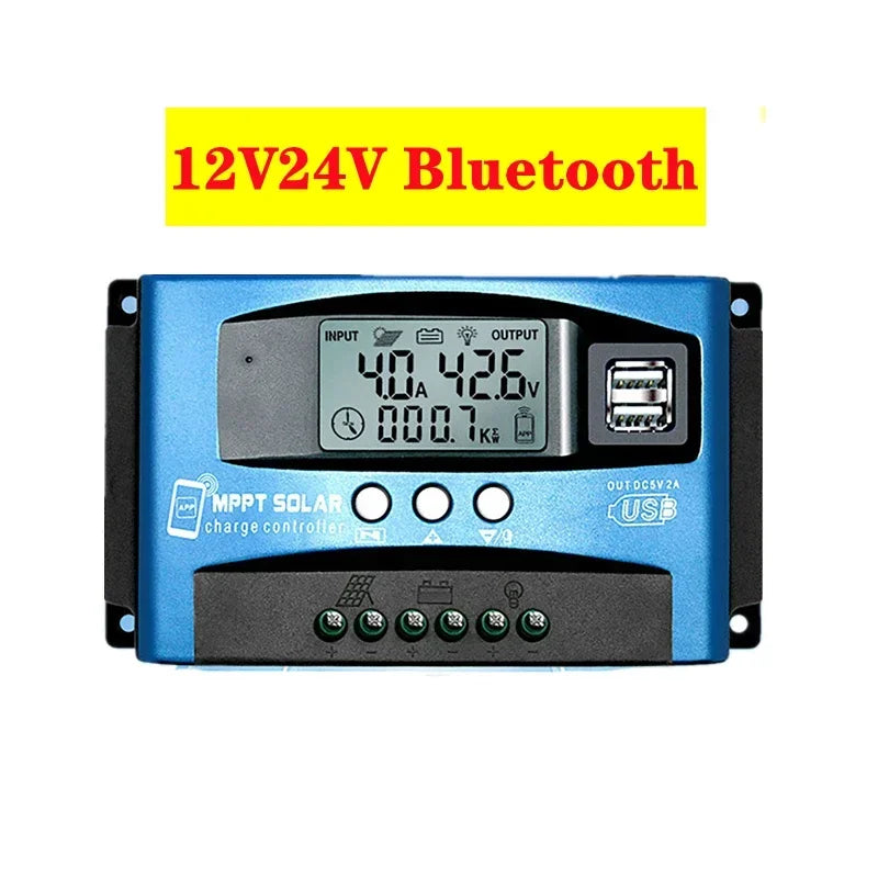 MPPT Solar Charge Controller Bluetooth WiFi LCD 10A–100A Solar Charge Controller QXL 12V24V BT 30A