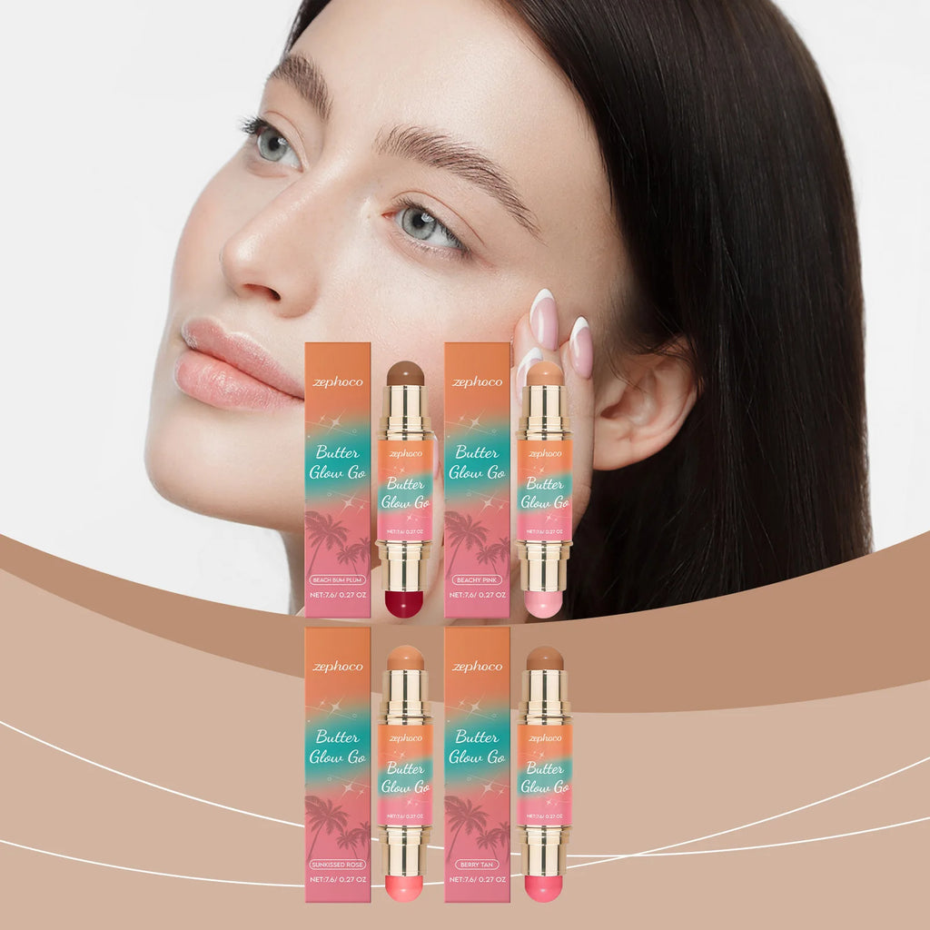 Double-Headed Bronzer & Blush Stick | Multiuse Glow Stick Bronzer Blush Stick QXL