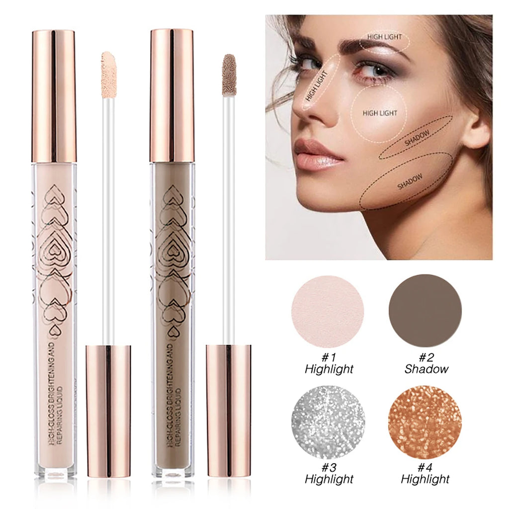 HISYI Highlighter Stick | Glitter Liquid Shadow & Concealer Highlighter Concealer Stick QXL