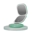 Compact LED Makeup Mirror 2-Sided Foldable 3X Magnification LED Makeup Mirror QXL green 3X with light