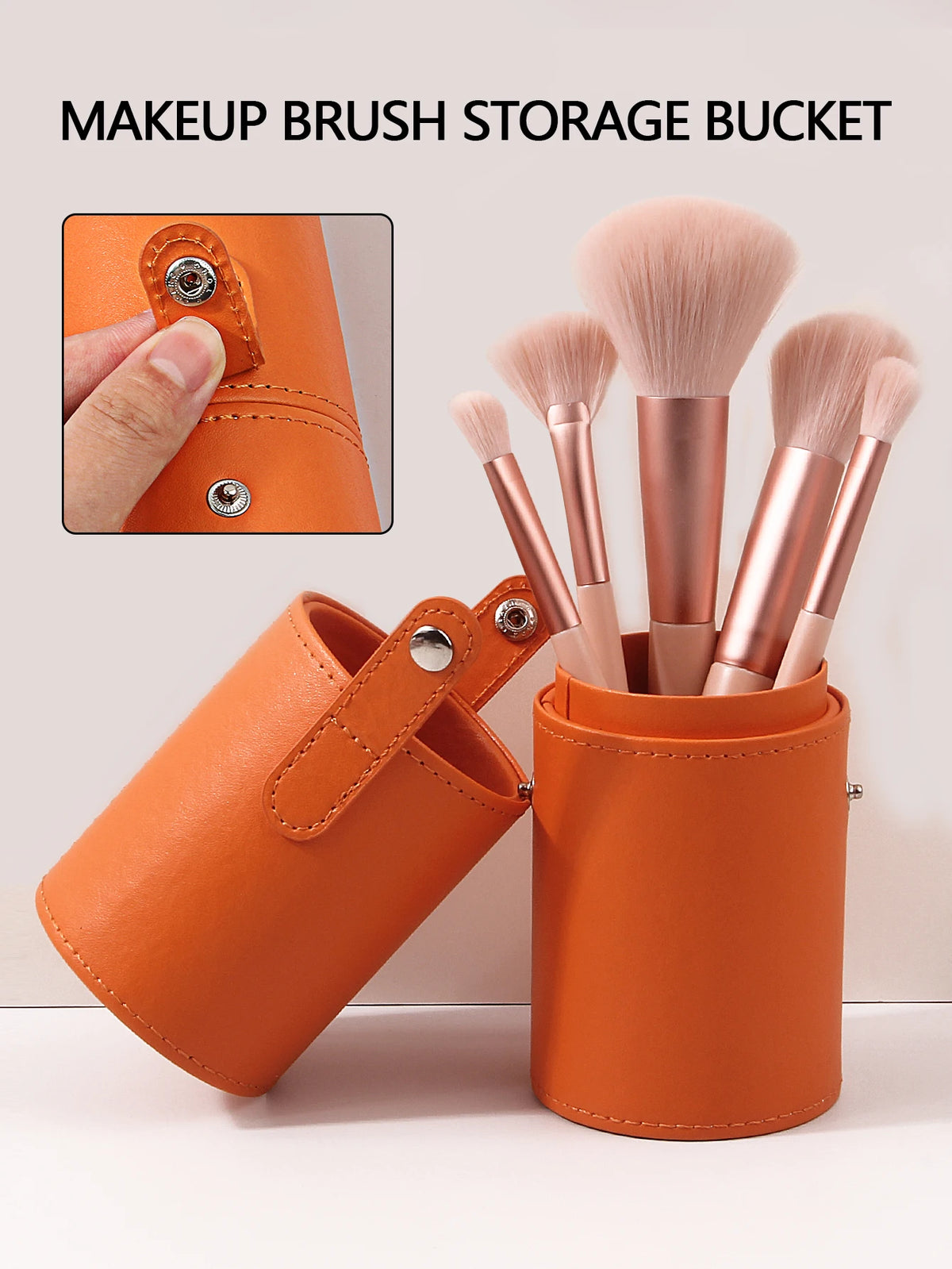 KOSSHOW Makeup Brush Holder Cylinder with Lid – Orange PVC Makeup Brush Holder QXL