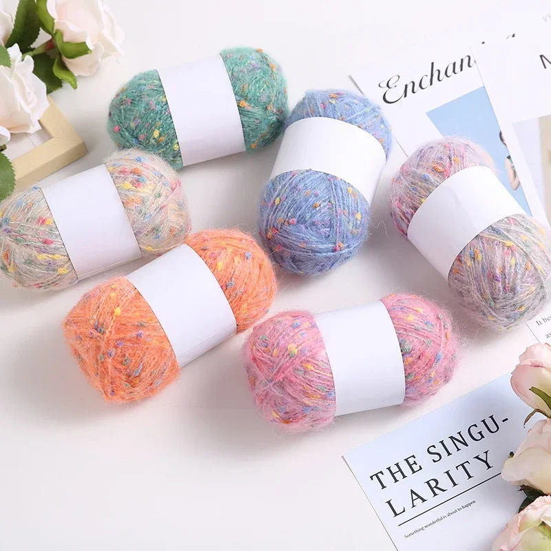 50g Colorful Dotted Mohair Yarn | DIY Knitting & Crochet Thread Craft Knitting Yarn QXL
