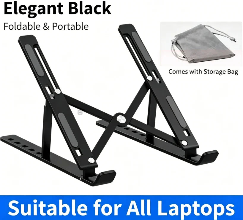 Aluminum Adjustable Foldable Laptop Stand for MacBook & Notebooks Laptop Stand QXL black 6
