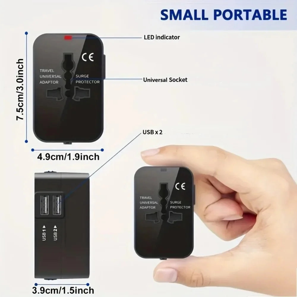 Universal Travel Adapter Dual USB | EU US UK AU Plug Converter Travel Power Adapter QXL