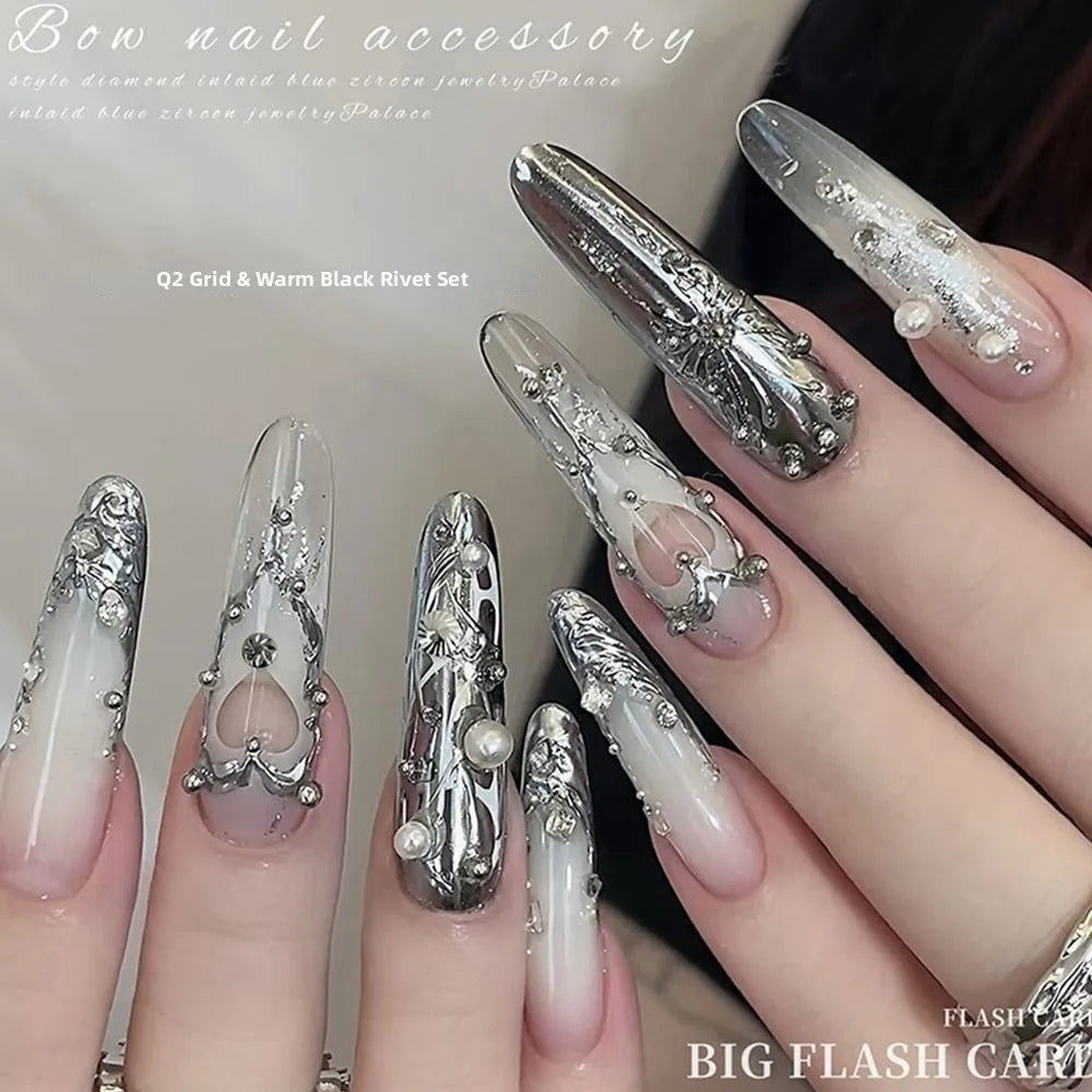Metal Nail Studs & Rivets | Punk Round Slices DIY Manicure Nail Art Studs QXL