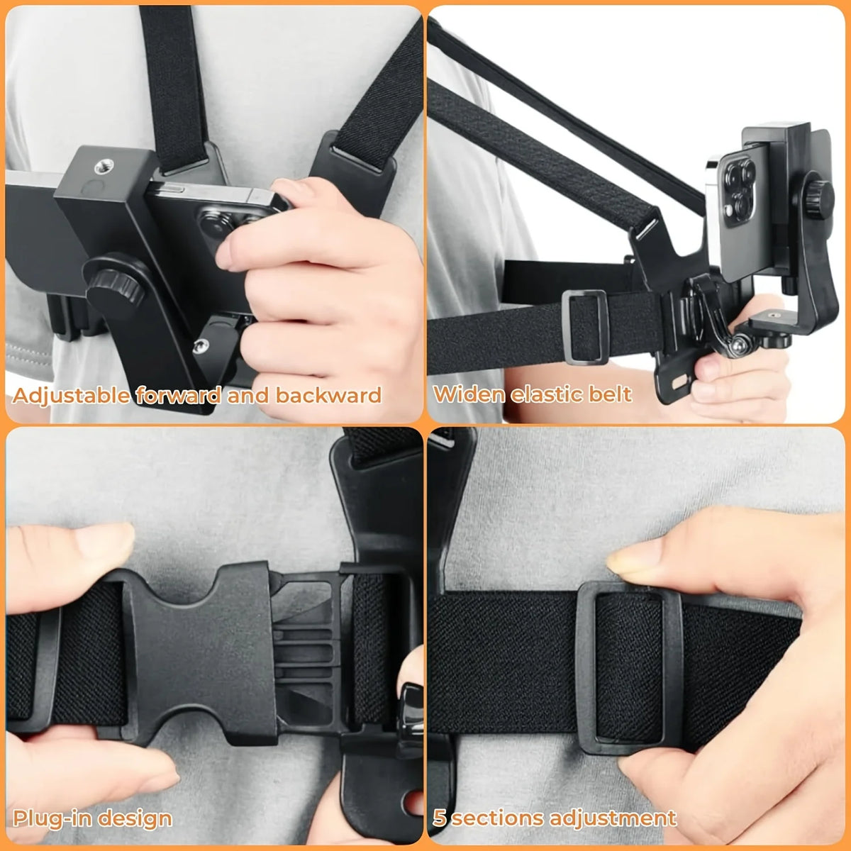 Adjustable Chest Mount Harness for Action Cameras & Phones Camera Chest Mount QXL