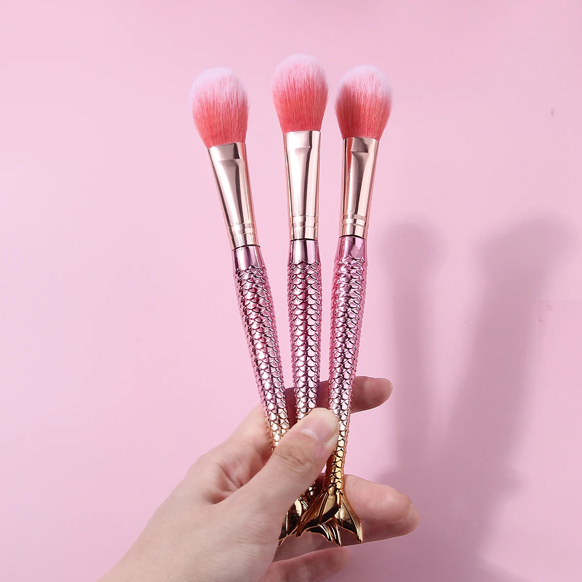 KOSSHOW 3-Pc Mermaid Blush & Highlighter Makeup Brush Set Makeup Brush Set QXL