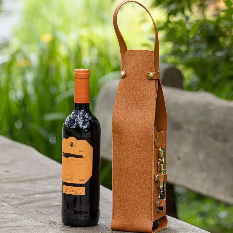 PU Leather Wine Tote Bag with Handle | Travel Bottle Carrier Wine Bottle Carrier QXL