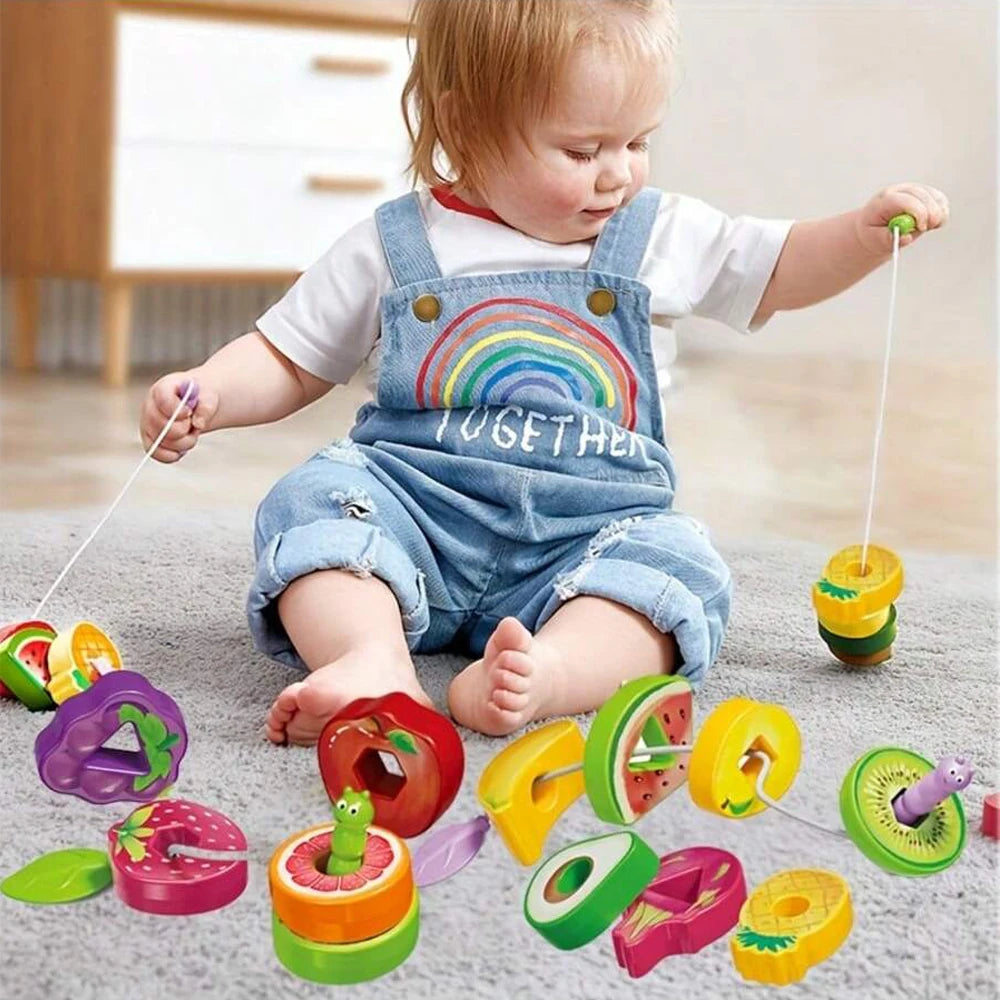 Caterpillar Fruit Stacking Toy | Threading & Sorting for Ages 3–6 Educational Stacking Toy QXL