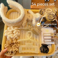 54-Pc Milk Tea Color Hair Scrunchies, Grab Clips & Side Clips Set Hair Scrunchie Set QXL 54PCS