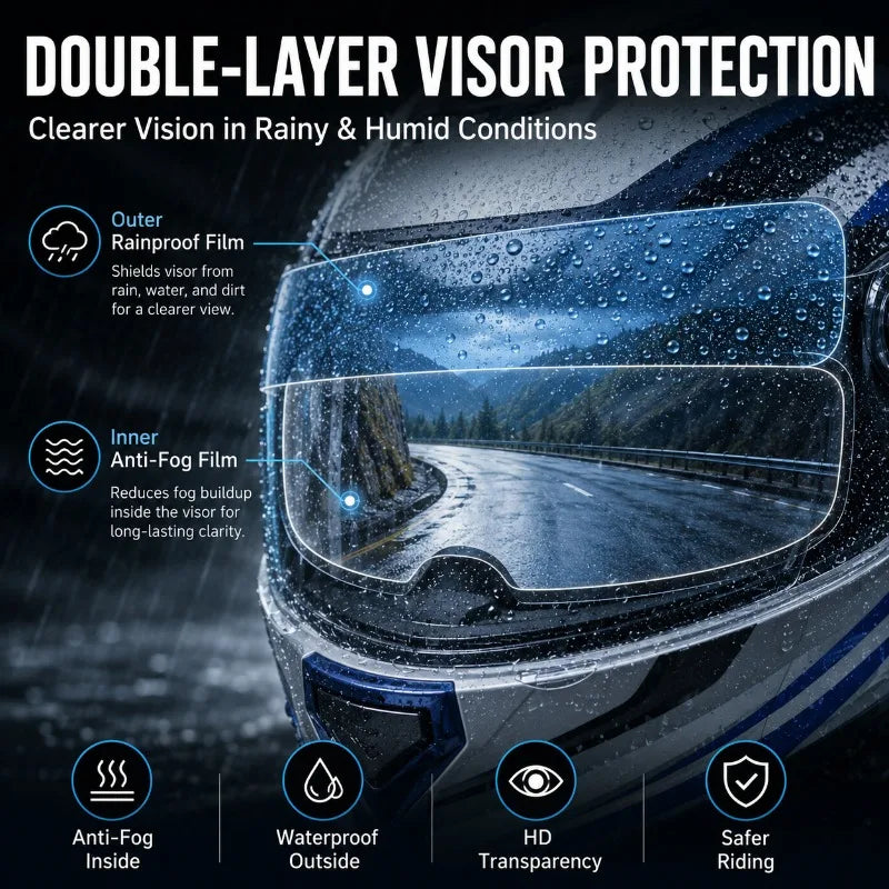 Motorcycle Helmet Anti-Fog & Rainproof Visor Film – Universal Helmet Visor Film QXL