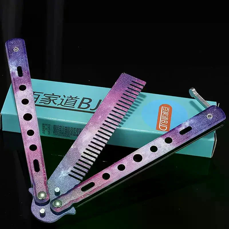 Stainless Steel Butterfly Comb | Foldable Galaxy Flip Trainer Butterfly Flip Comb QXL