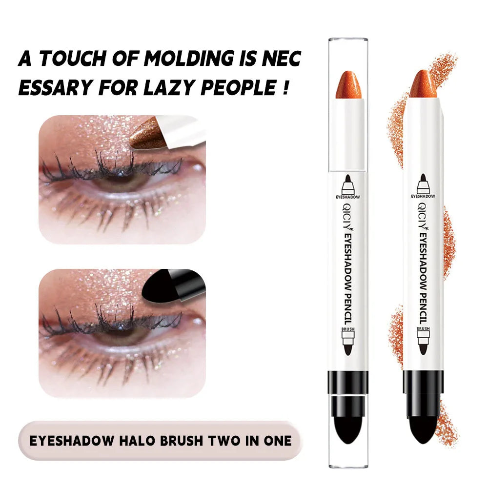 Double-Ended Pearlescent Eyeshadow Stick & Highlight Brush Eyeshadow Stick QXL