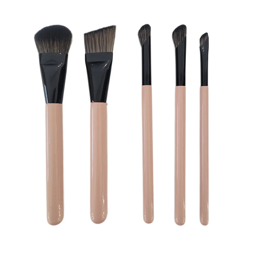 5-Piece Makeup Brush Set | Blush, Foundation & Eyeliner Makeup Brush Set QXL 5 pack pink