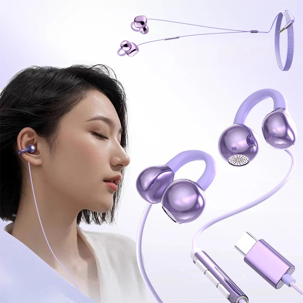 Clip-On Wired Earphones USB-C & 3.5mm | HD Mic | IPX4 Wired Clip-On Earphones QXL