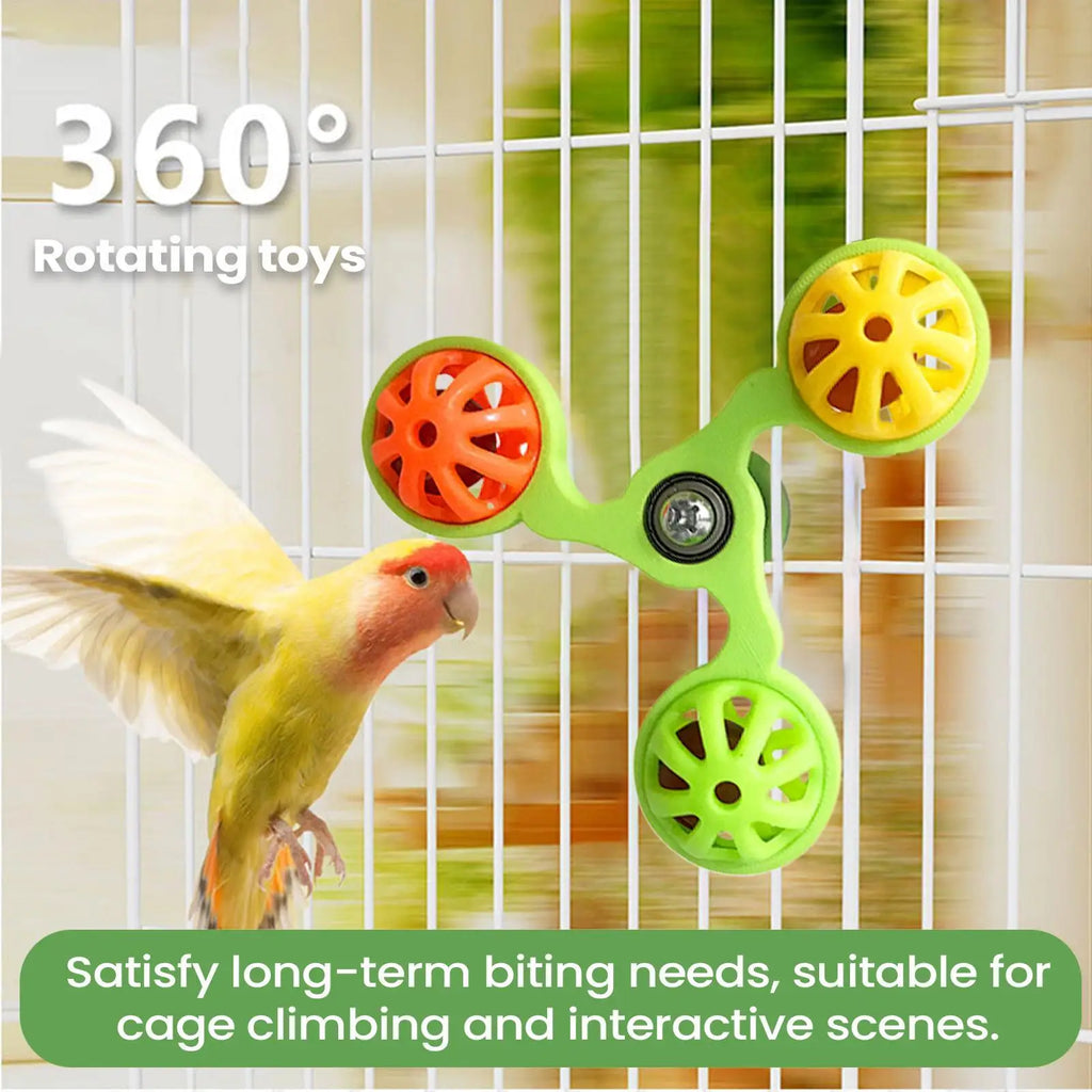 Rotating Windmill Bird Toy with 3 Bells | Parakeet Parrot Bird Cage Toy QXL
