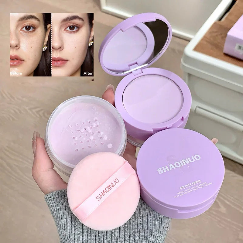 SHAQINUO Translucent Setting Powder | Oil Control & Brightening Setting Powder Compact QXL