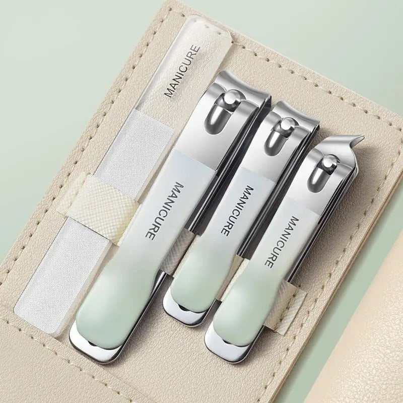 4-Piece Manicure Set with Leather Case & Nano Nail File Manicure Set QXL A2