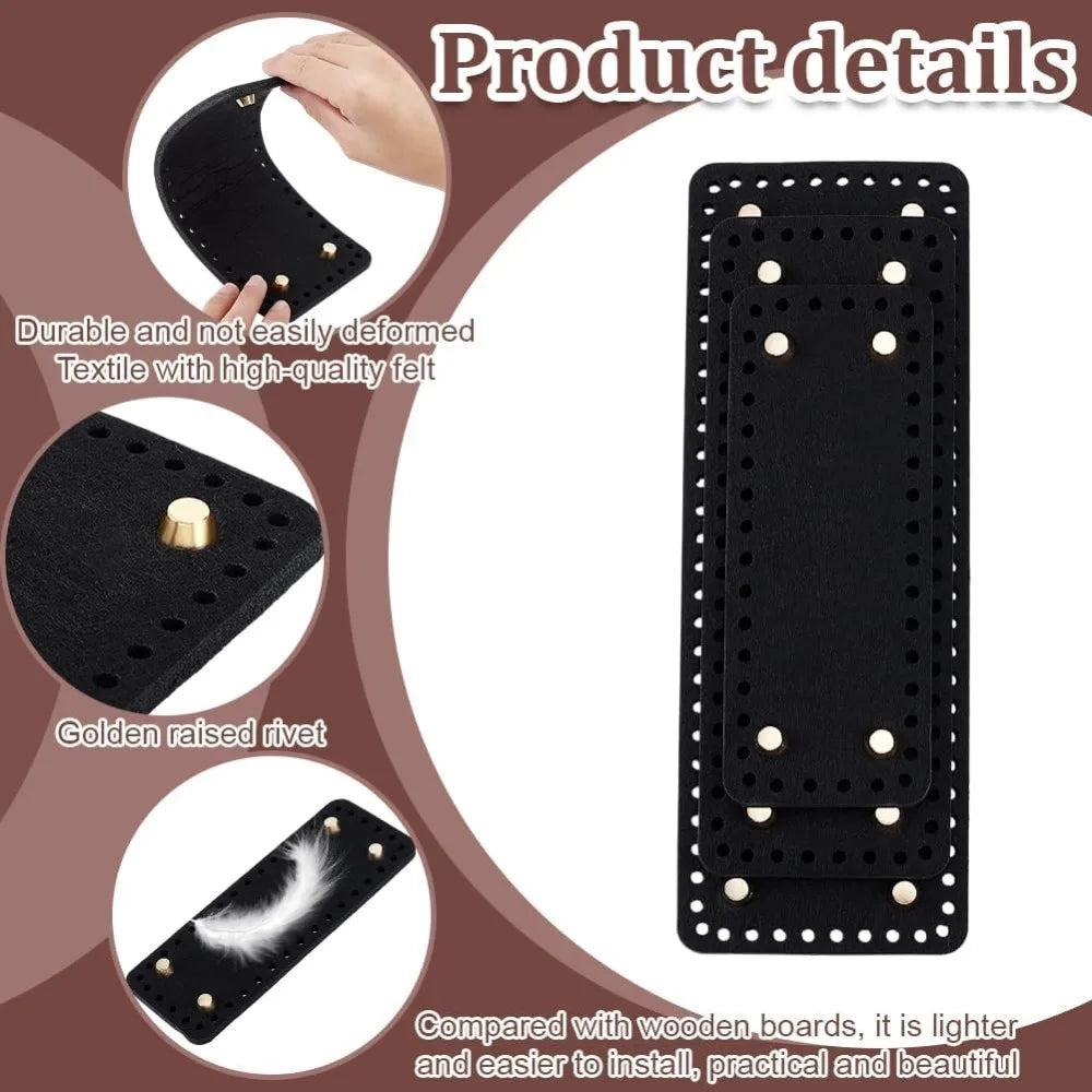 Felt Bag Base Shaper 3-Pack | Rectangle Crochet Bag Bottom Bag Base Shaper QXL