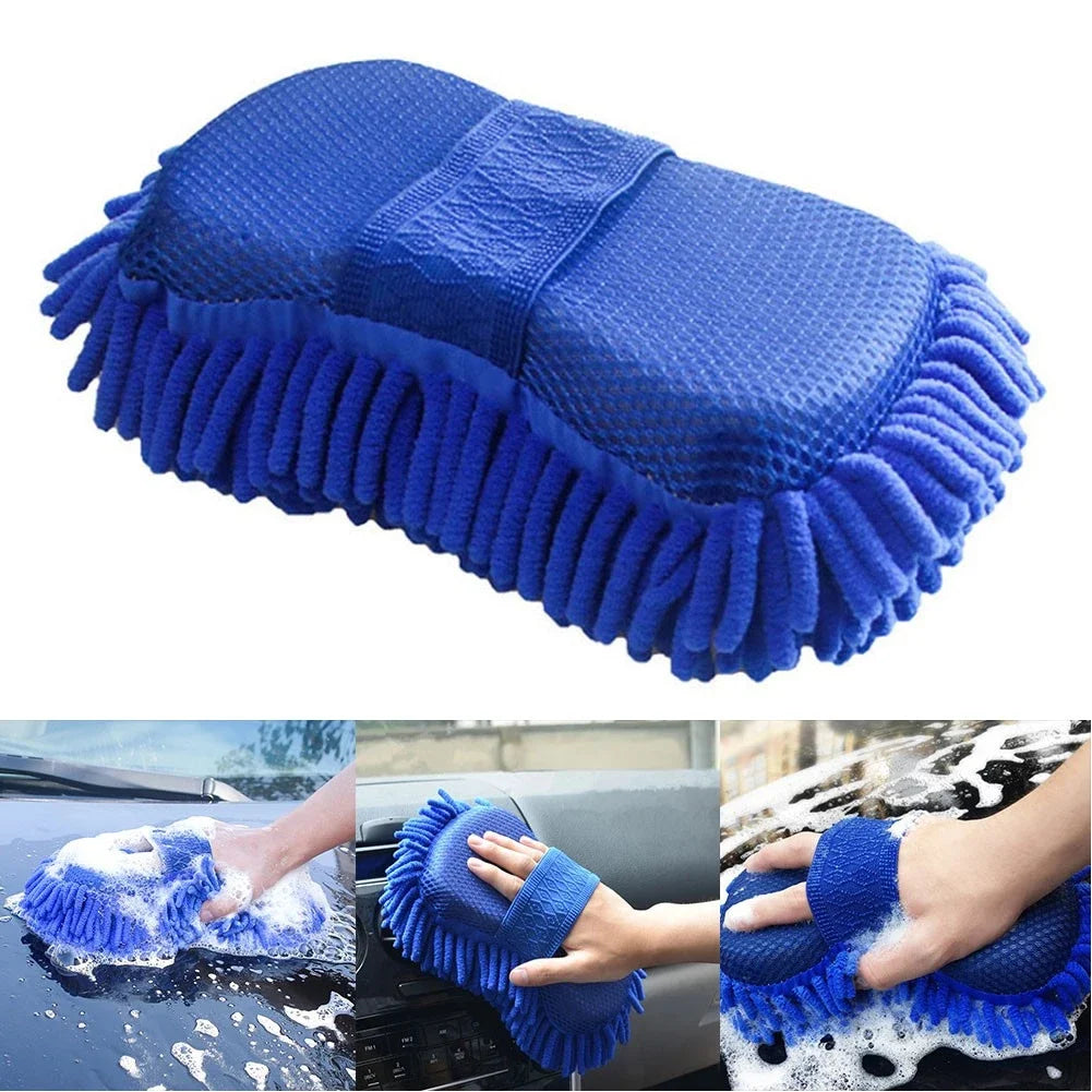 Blue Microfiber Chenille Car Wash Sponge & Cleaning Pad Car Wash Sponge QXL