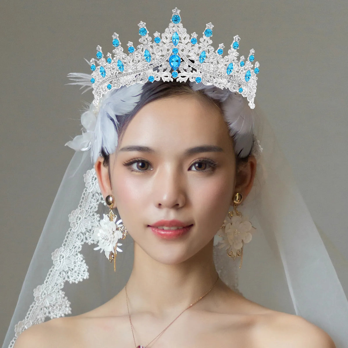 Crystal Rhinestone Crown Tiara | Wedding & Birthday Headpiece Crystal Crown Tiara QXL Default Title