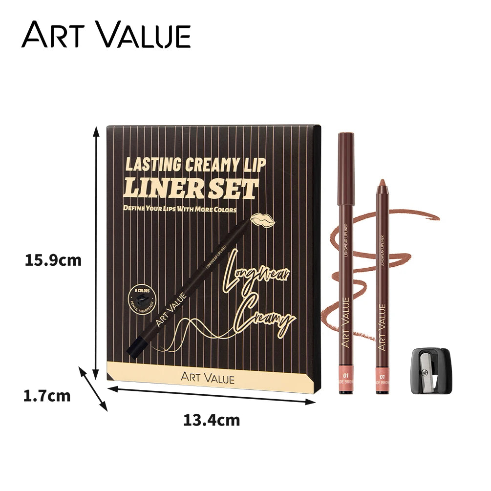 QiBest 6-Pc Matte Lip Liner Set | Nude Brown Red Lipliner Lip Liner Set QXL