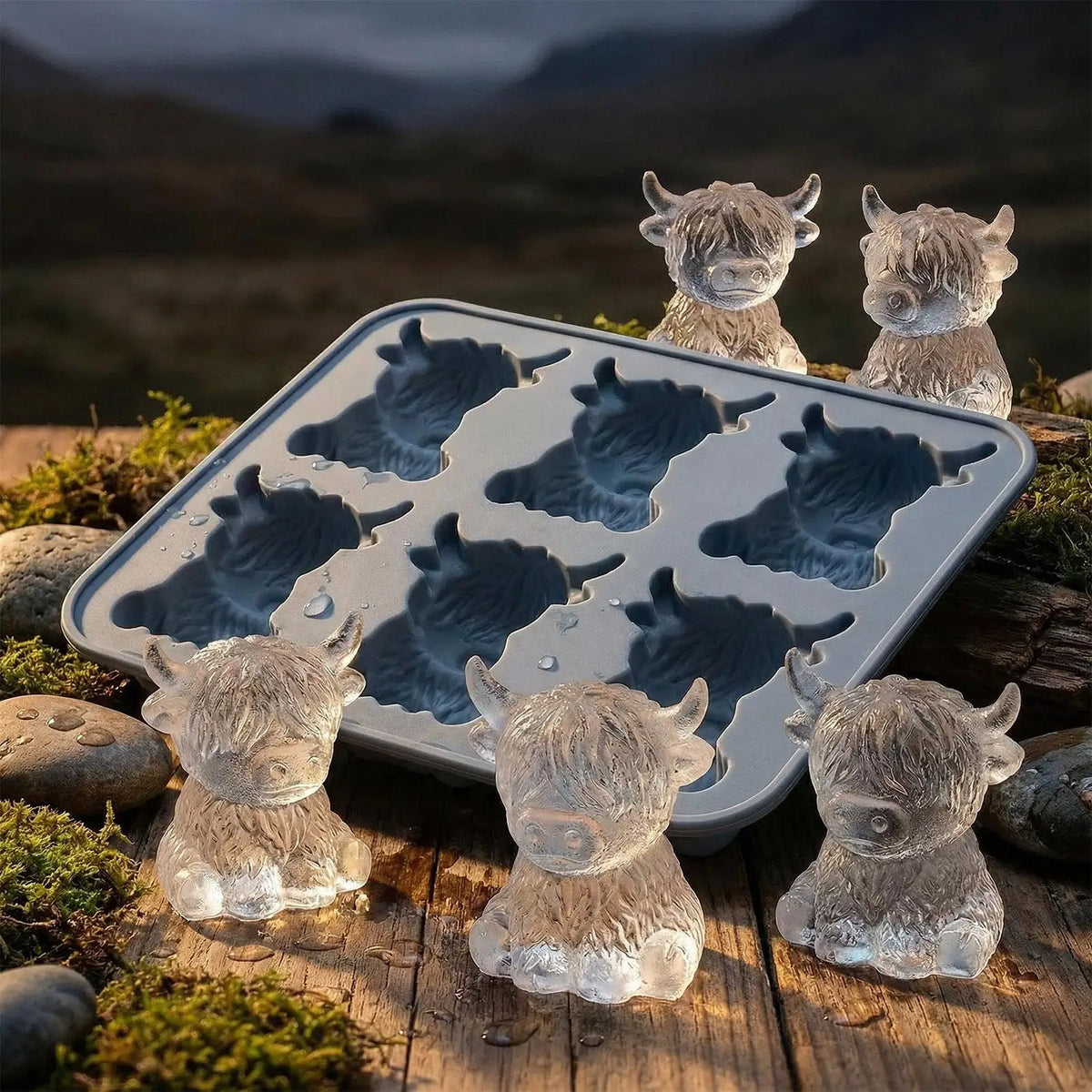 6-Cavity Cow Shaped Silicone Ice Mold for Cocktails & Whiskey Silicone Ice Mold QXL