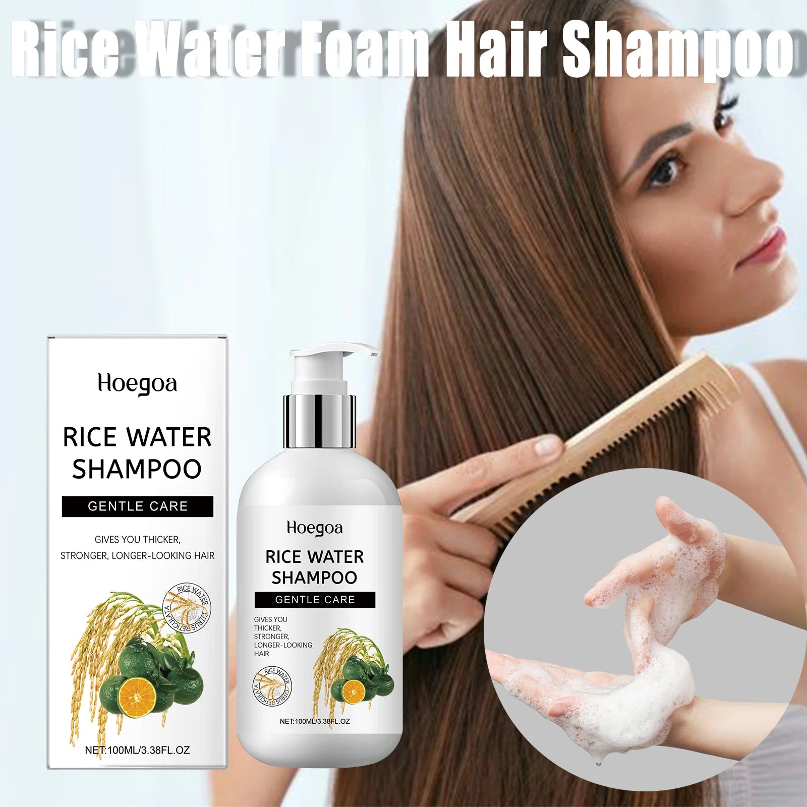 HOEGOA Rice Water Foam Shampoo – Oil Control & Volumizing Rice Water Shampoo QXL