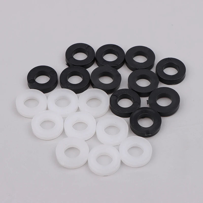 100-Pack Nylon Flat Washers for Drum Lug Screws | Black & White Drum Repair Parts QXL