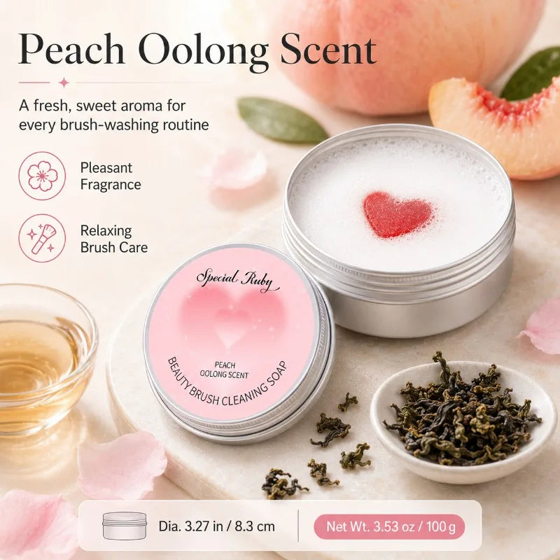 Makeup Brush Cleaning Soap Peach Oolong | 100g Aluminum Tin Brush Cleaning Soap QXL