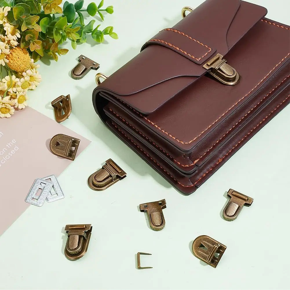 10-Set Antique Bronze Purse Push Lock Clasps | DIY Bag Hardware Bag Clasp Hardware QXL