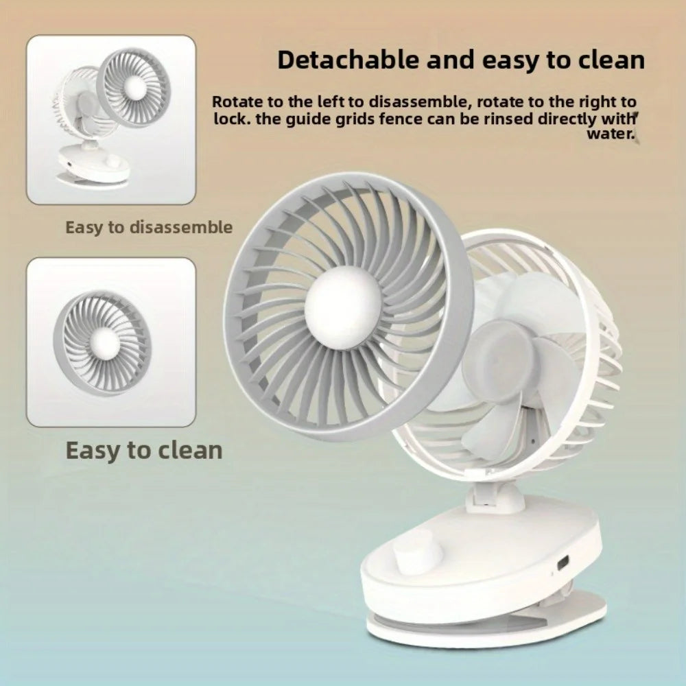 Portable Clip-On USB Rechargeable Fan | Office & Travel Clip-On USB Fan QXL