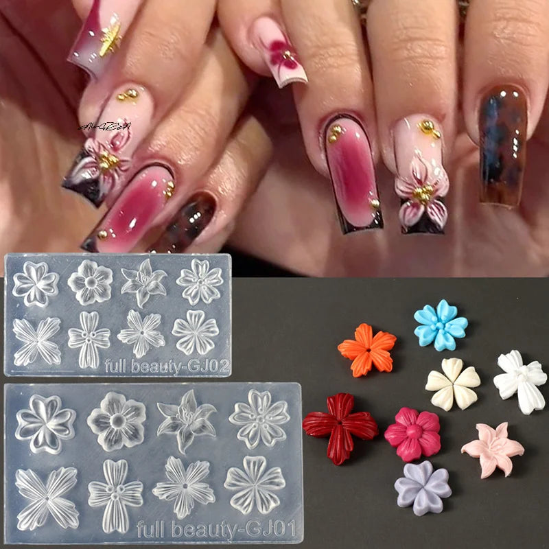 3D Floral Silicone Nail Mold | DIY Spring Flower Manicure Silicone Nail Mold QXL