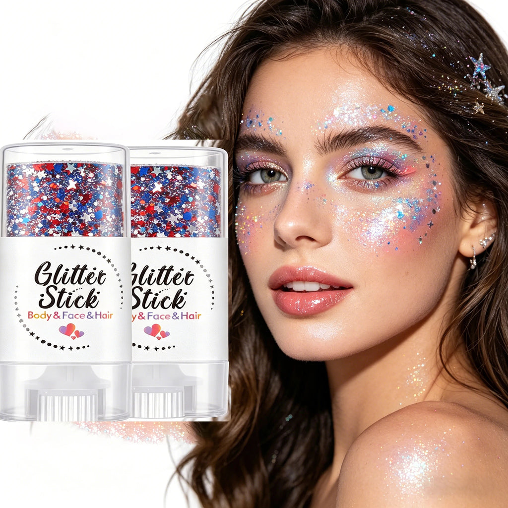 Patriotic Glitter Body Paint Stick | Red White Blue Face Paint Glitter Body Paint QXL