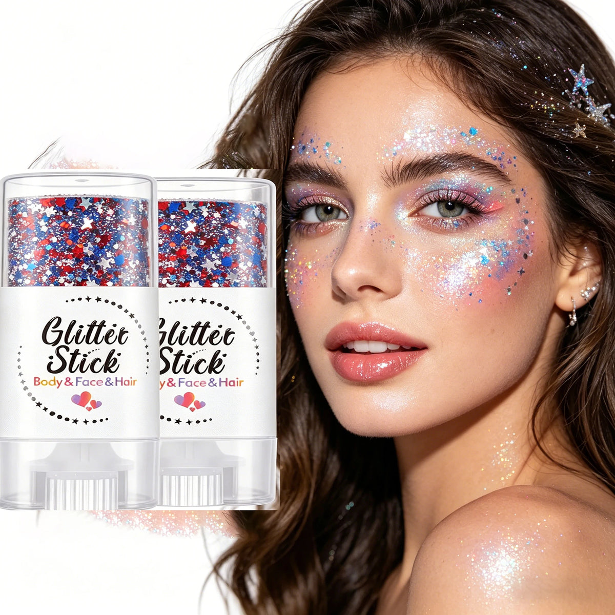 Patriotic Glitter Body Paint Stick | Red White Blue Face Paint Glitter Body Paint QXL