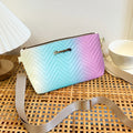 Women's Gradient Quilted Wave Crossbody Bag | Zip & Strap Crossbody Handbag QXL blue and white