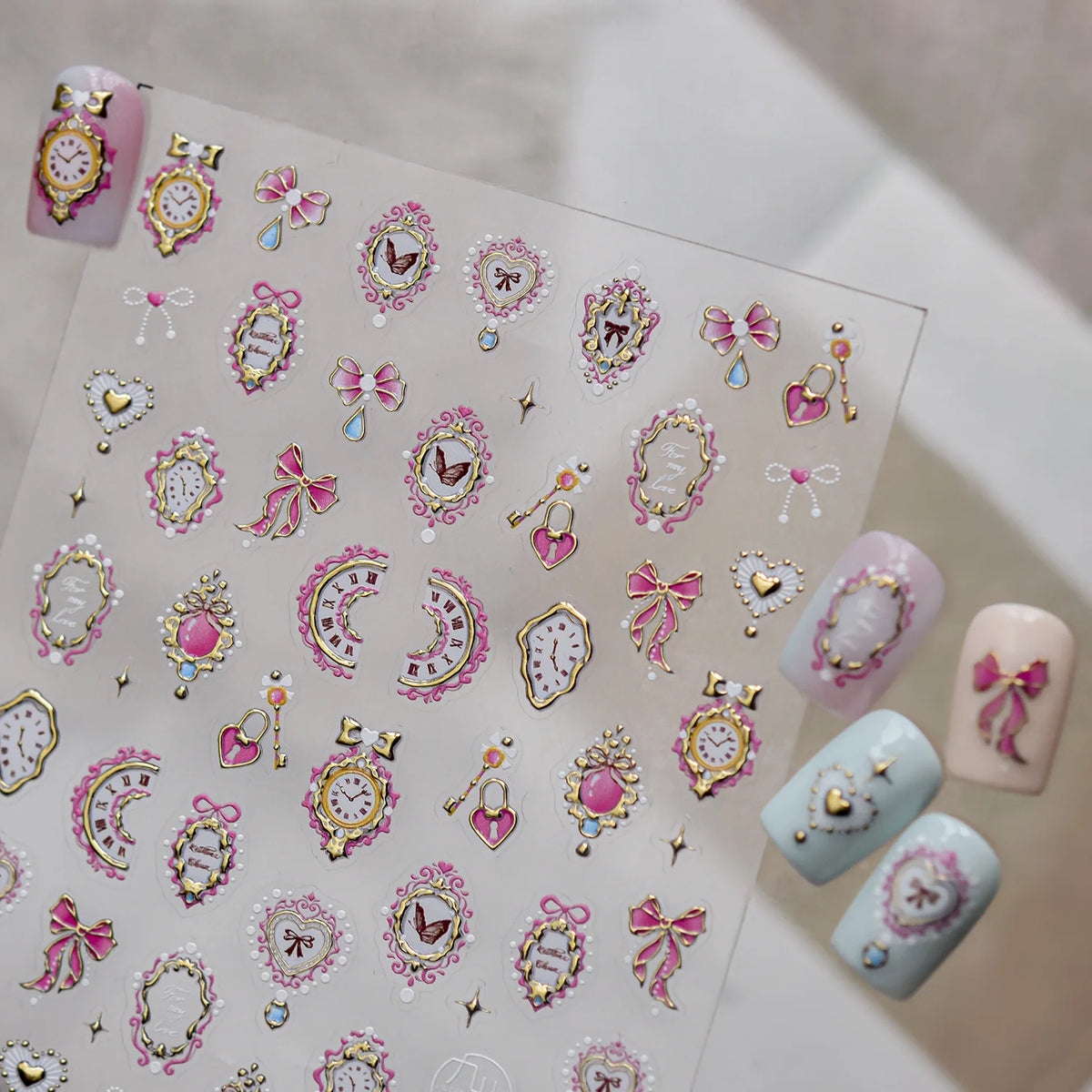 5D Lolita Retro Nail Art Stickers – Butterfly, Bow & Moon Decals Nail Art Stickers QXL