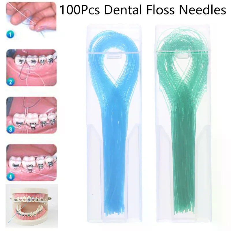 100-Pack Dental Floss Threaders for Braces, Bridges & Implants Dental Floss Threader QXL