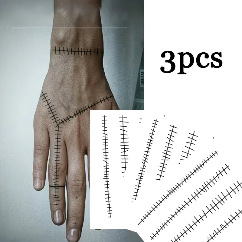 Realistic Scar Temporary Tattoo | Waterproof Semi-Permanent 15 Days Temporary Tattoo Sticker QXL 3pcs