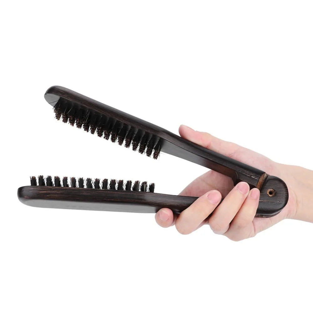 Wooden Handle Double Brush Hair Straightening Comb Hair Straightening Comb QXL