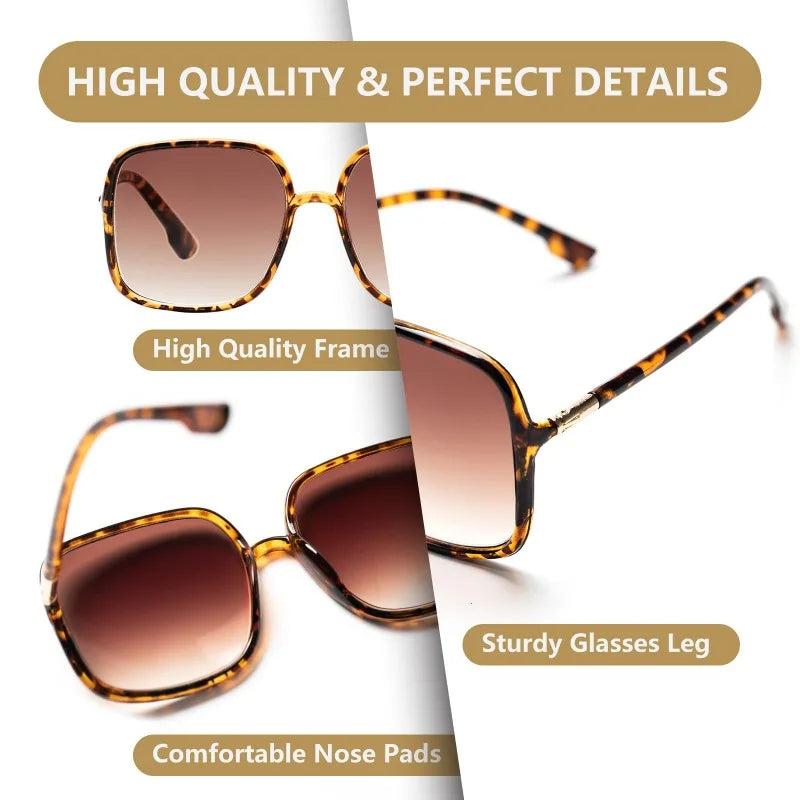 Women's Oversized Square Gradient Sunglasses – UV Protection Fashion Sunglasses QXL