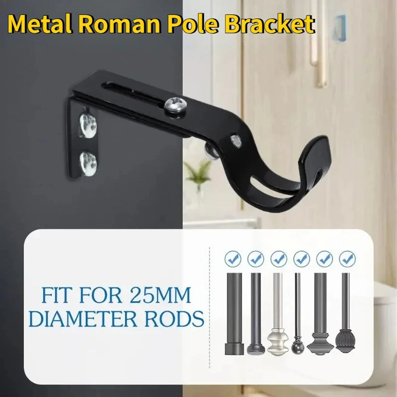 2-Pack Adjustable Wall-Mount Curtain Rod Brackets – Metal Curtain Rod Brackets QXL