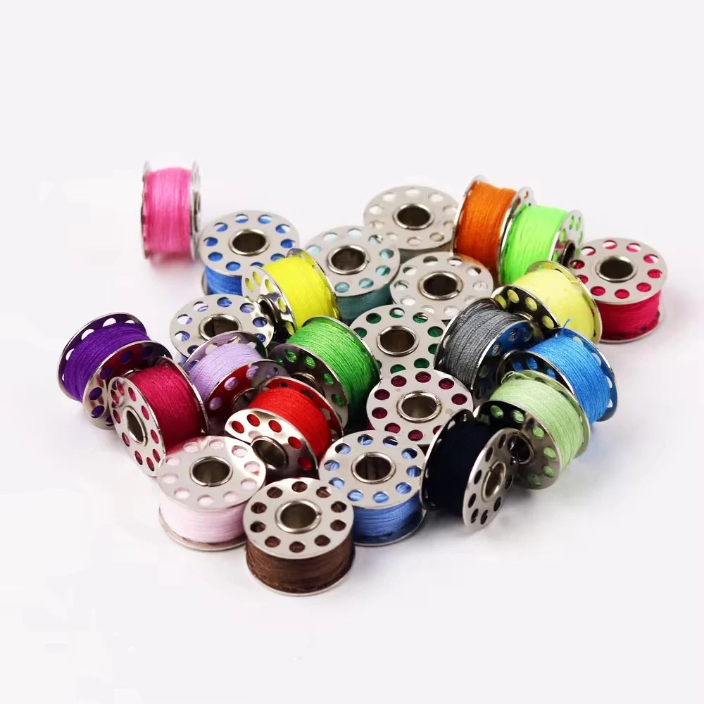 25 or 36 Color Metal Bobbin & Thread Set | Sewing Machine Bobbin Thread Set QXL
