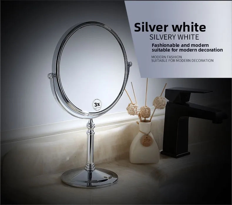 360° Rotating Double-Sided Iron Desktop Makeup Mirror Desktop Makeup Mirror QXL