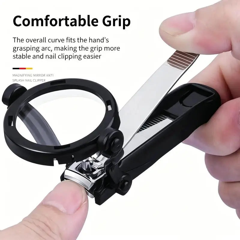 Nail Clipper with Magnifying Glass | Anti-Splash Stainless Steel Nail Clipper QXL