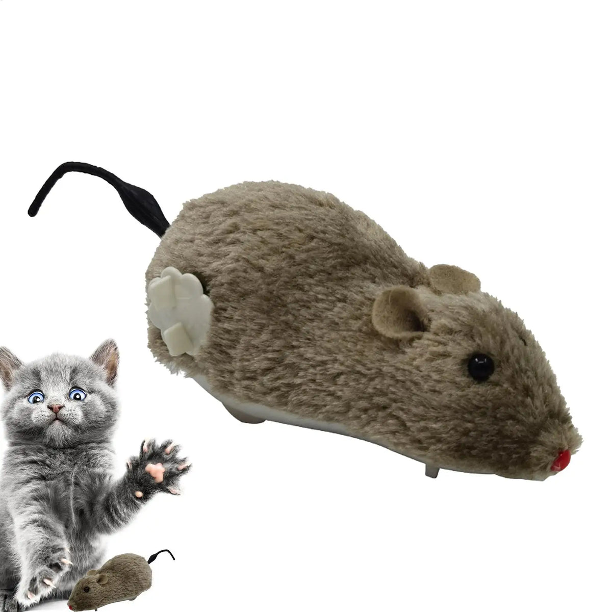Wind-Up Plush Mouse Cat Toy | Interactive Kitten Chasing Toy Interactive Cat Toy QXL