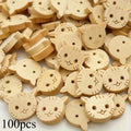 100-Pack Wooden Cat Buttons 2-Hole | Sewing & DIY Craft Craft Sewing Buttons QXL 100pcs